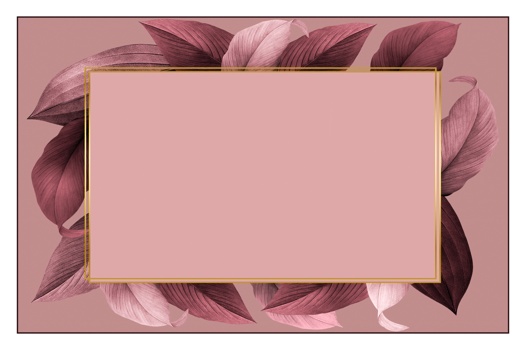 Feuilles fond rose